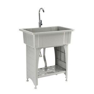 Winado Utility Sink Washing Room Sink Laundry Tub with Faucet,Shelf and Drainboard - 1 of 4
