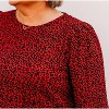 Women's 3/4 Truck Sleeve Scoop Neck Cheetah Jacq Knit Top - Multiples - 2 of 4