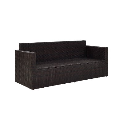 Palm Harbor Brown and Gray Wicker Three-Seat Outdoor Sofa