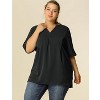 Agnes Orinda Women's Plus Size Casual Solid V Neck 1/2 Sleeves Pleated Blouses - image 2 of 4