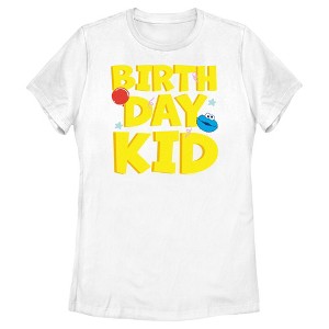 Women's Sesame Street Cookie Monster Birthday Kid T-Shirt - 1 of 4