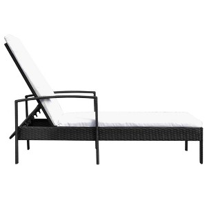 vidaXL Sun Lounger Black PE Rattan Standard Adjustable Armrests - 1 of 4