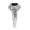 Silver Prong Set Oval Shape Purple Amethyst Solitaire and Diamond Accent Ring - 4 of 4