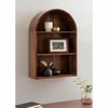 Modern Arched Wall Shelf 18x 26 Walnut Brown Transitional Arch Over - Toilet Entryway Storage Shelves - 4 of 4