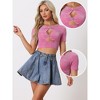 Allegra K Women's Party Glitter Shiny Short Sleeves Cut Out Metallic Fabric Crop Tops - 2 of 4