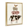 Stupell Industries Barnyard Buds Stacked Animals Floating Frame Canvas Art, Gold, 17" x 21" - 2 of 4