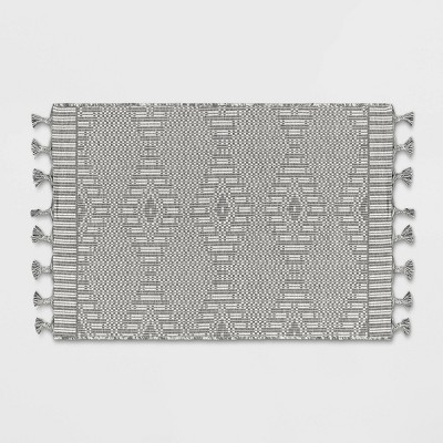 2'6" x 4'2" Diamond Outdoor Door Mat with Fringe Ivory/Gray - Threshold™ designed with Studio McGee