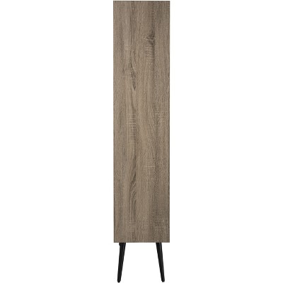 Terrence Transitional Black/Brown Wood 5-Tier Etagere with Drawer