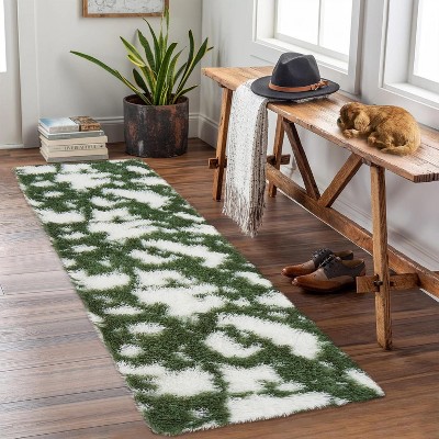 GustoWave Indoor Modern Abstract Rug for Hallways Living Room Patio Decor, Green