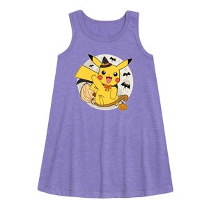 Girls' - Pokémon - Pikachu Moon Witch Graphic Sleeveless Aline Dress - 1 of 3