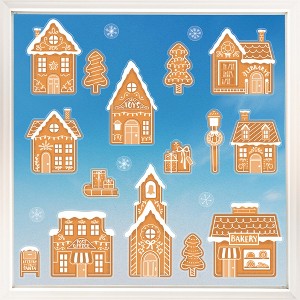 Big Dot of Happiness Gingerbread Village Window Clings, Reusable Winter Holiday Party Window Sticker Gingerbread House Decals, Christmas Static Clings - 1 of 4