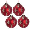 Syemin Decorative Objects Glass Decorative Hanging Ball Christmas Tree Ornaments for Holiday Party Decorations, Set of 4, Red, 4.7"*4.7"*4.7" - 2 of 4