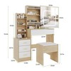 Makeup Vanity Desk with Mirror, Vanity Table and Chair Set, 3 Color Modes Adjustable, Multi-Layer Shelves and Drawer Storage, for Bedroom - 3 of 4