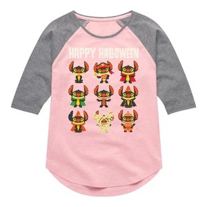 Girls' - Lilo and Stitch - Stitch Costumes Shirt Tail Raglan Graphic T-shirt - 1 of 3