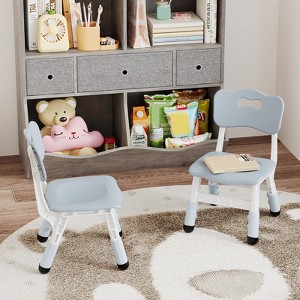 Kids Chair Set of 2 with Height Adjustable Chair, Plastic Toddler Chairs - 1 of 4