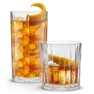 Alina Clear Ribbed Highball and Tumbler Glass Set