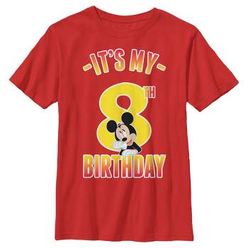 Boy's Mickey & Friends It's My 8th Birthday  T-Shirt - Red - Small
