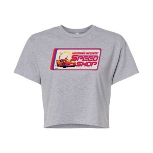 Women's - Disney - Lightning McQueen Speed Shop Cropped Graphic T-Shirt - 1 of 4