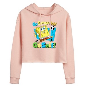 Women's - SpongeBob SquarePants - Go Spongebob Go Self Cropped Graphic Hoodie - 1 of 4