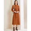 Allegra K Women's Long Sleeve Mock Neck A-Line Flowy Midi Pleated Shirt Dress - 4 of 4