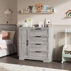 Wood Armoire Wardrobe Closet with 4 Drawers and Door, 43.3" Bedroom Cabinet, Hanging Rod, Clothing Storage Dresser - 4 of 4