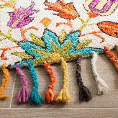 Ivory and Purple Hand-Tufted Wool 8' x 10' Area Rug