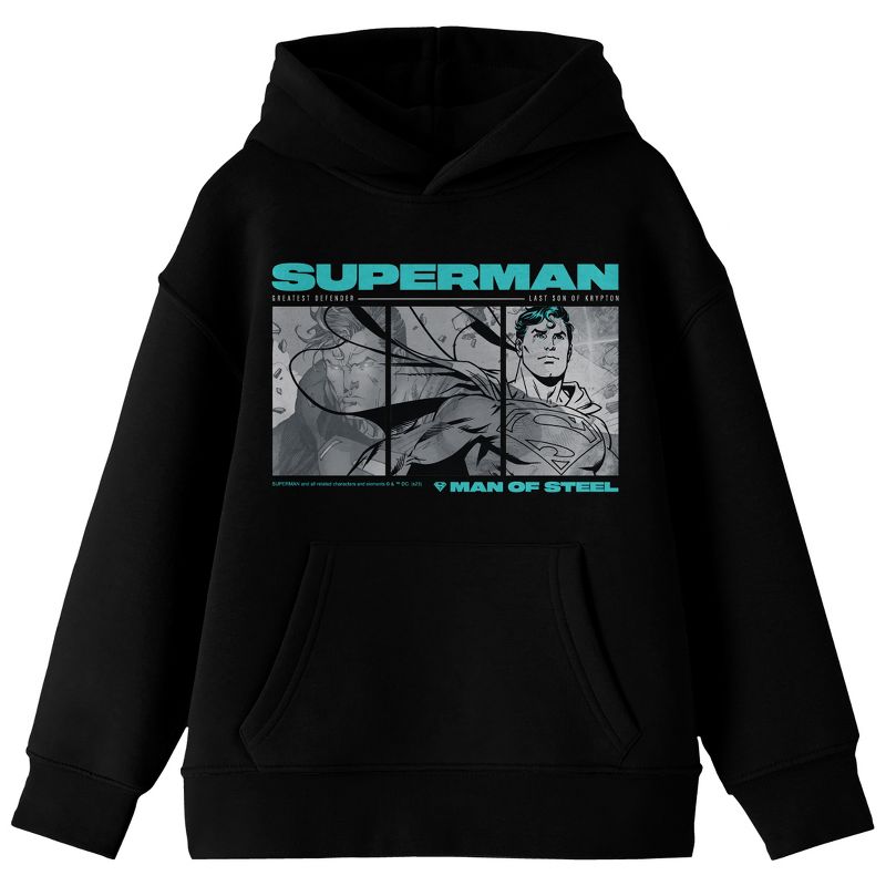Superman Last Son Of Krypton Long Sleeve Black Youth Hooded Sweatshirt, 1 of 4