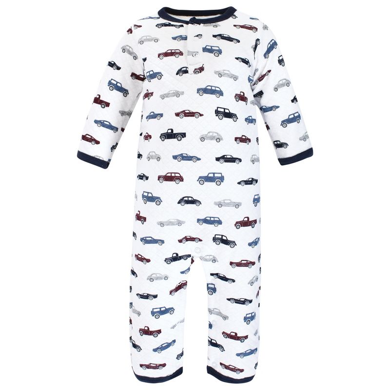 Hudson Baby Infant Boy Premium Quilted Coveralls, Cars, 4 of 6