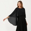 Anna-Kaci Women's Flowing Chiffon Capelet Top with Layered Draped Sleeves Soft Sheer Overlay and Elegant Silhouette 19in - 2 of 4