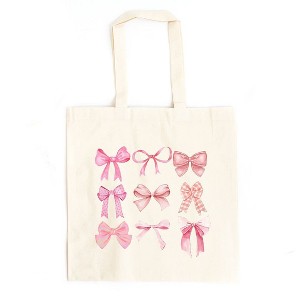 City Creek Prints Coquette Pink Bow Chart Canvas Tote Bag - 15x16 - Natural - 1 of 2