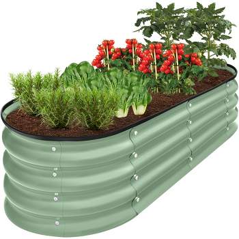 Best Choice Products 4x2x1ft Outdoor Raised Metal Oval Garden Bed, Planter Box for Vegetables, Flowers