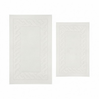 Knightsbridge Stylish And Comfortable Traditional Summer Tile Design 2 PC Cotton Bath Rug Set 20"x30" & 24"x40" Aqua