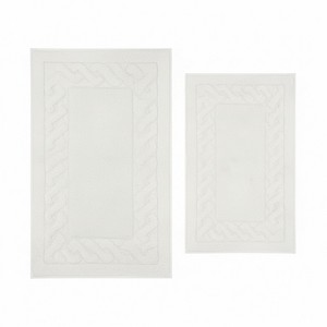 Knightsbridge Stylish And Comfortable Traditional Summer Tile Design 2 PC Cotton Bath Rug Set 20"x30" & 24"x40" Aqua - 1 of 4