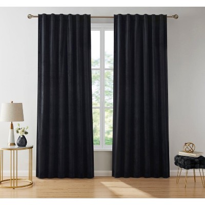 HLC.ME Lopez Velvet Premium Soft Light Filtering Back Tab Rod Pocket Window Treatment Curtain Panels - Set of 2