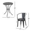 VisioGear Patio Bistro Sets, 3 Pieces Patio Dining Sets with Metal Table Top for Backyard or Poolside, Black & Silver, 24.25"*24.25"*30" - 3 of 4