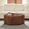 35" MDF Wood Petal Shaped Coffee Table with Hidden Drawer, Small Modern Round Coffee Table for Living Room or Apartment-Coolbibila - 2 of 4