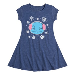 Girls' - Pokémon - Squirtle And Snowflakes Fit & Flair Cap Sleeve Dress - 1 of 3