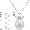 EVERLY JEWELRY | Sterling Silver 12-12.5mm Cultured Freshwater Pearl and Created White Sapphire Bow Pendant with Chain, 18" - 4 of 4