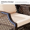 EROMMY 3 Piece Outdoor Swivel Chair Set, Wicker Patio Bistro Set With Thickened 25D Cushions And Glass Coffee Table - 4 of 4