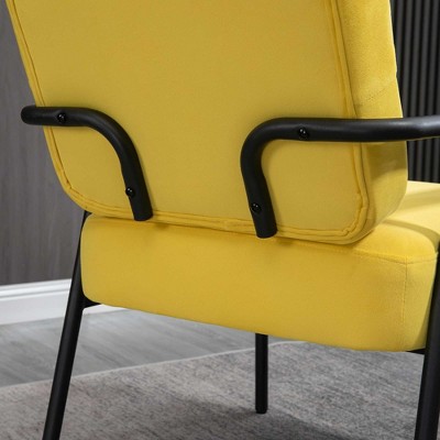 Yellow Velvet and Black Metal Accent Chair