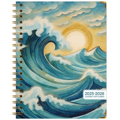 Global Printed Products Hardcover AY 2025-2026 Fashion Planner - 8.5"x11" (Ocean Waves)