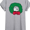 Women's - Peanuts - Snoopy Christmas Wreath Oversized Graphic T-Shirt - 2 of 4
