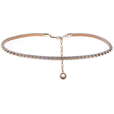 Anna-Kaci Women's Rhinestone Studded Waist Chain with Drop Charm Accent - Rose Gold