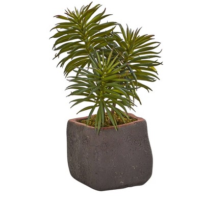 Set of Three Green Faux Succulent Plants in Ceramic Pots