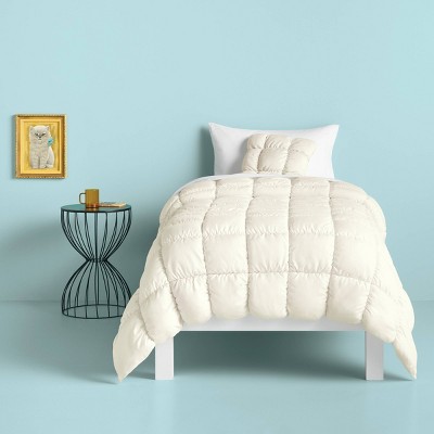 Twin/Twin Extra Long Box Stitch Puffer Comforter Ivory - Room Essentials™