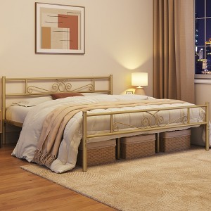 Yaheetech Metal-Framed Platform Bed with Headboard and Footboard - 1 of 4