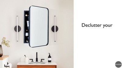 Black Stainless Steel Recessed Bathroom Medicine Cabinet with Mirror