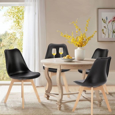 Faux Leather Dining Chairs Set of 4,Armless Upholstered Dining Room Chairs,Side Chairs,Wooden Restaurant Kitchen Dining Chairs-Cuddlewood