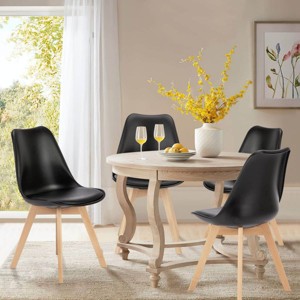 Faux Leather Dining Chairs Set of 4,Armless Upholstered Dining Room Chairs,Side Chairs,Wooden Restaurant Kitchen Dining Chairs-Cuddlewood - 1 of 4