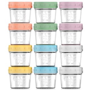 Glass Baby Food Storage Containers 12 Pack 4oz Baby Food Jars Reusable with Lids BPA-Free Leakproof Freezer, Microwave, Dishwasher Safe Baby Food Jars - 1 of 4